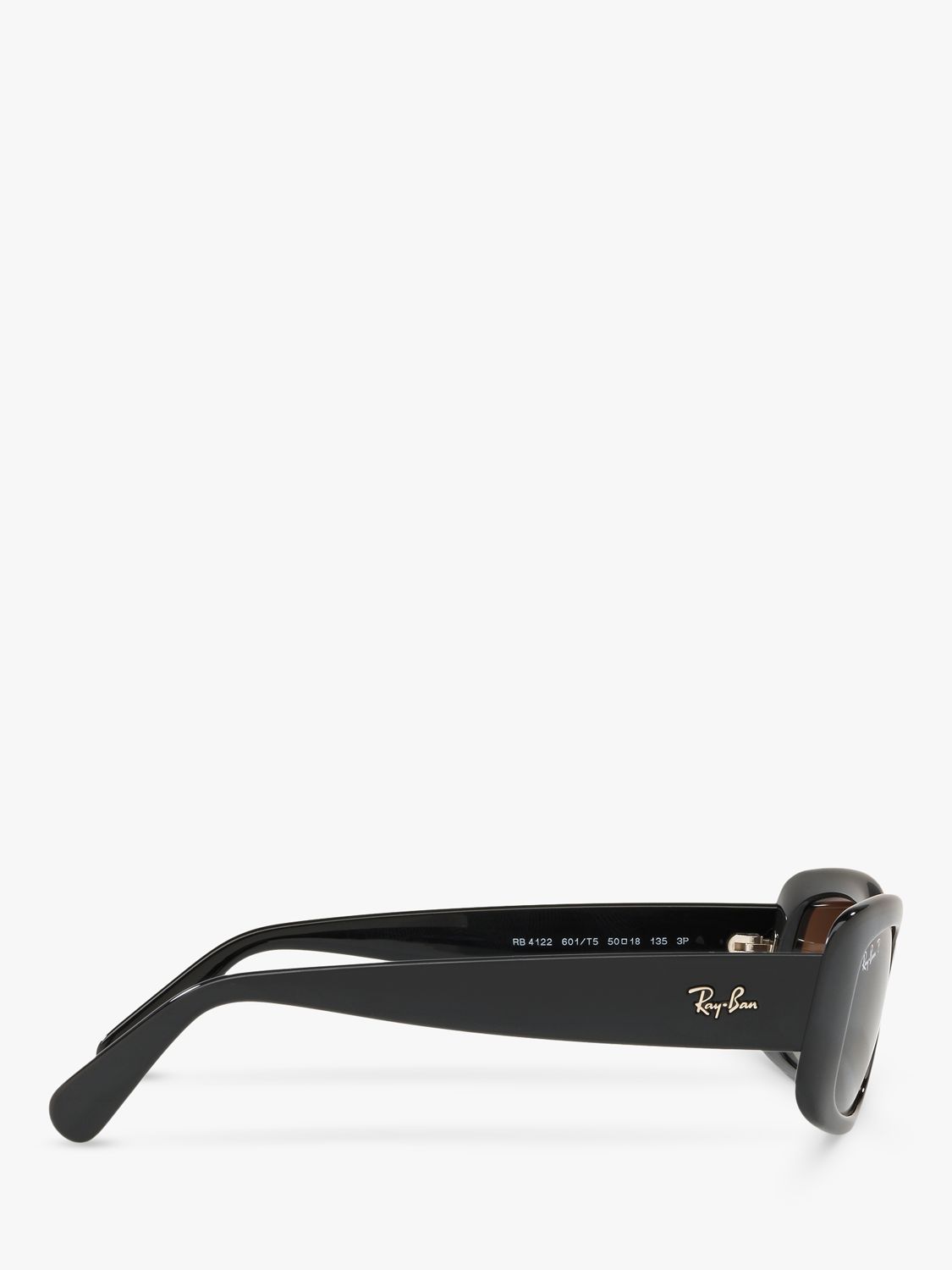 Ray-Ban RB4122 Women's Polarised Rectangular Sunglasses, Black/Brown Gradient