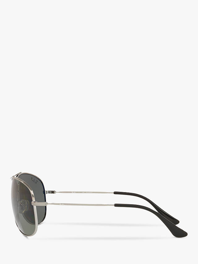 Ray-Ban RB3293 Men's Polarised Aviator Sunglasses, Gunmetal/Green