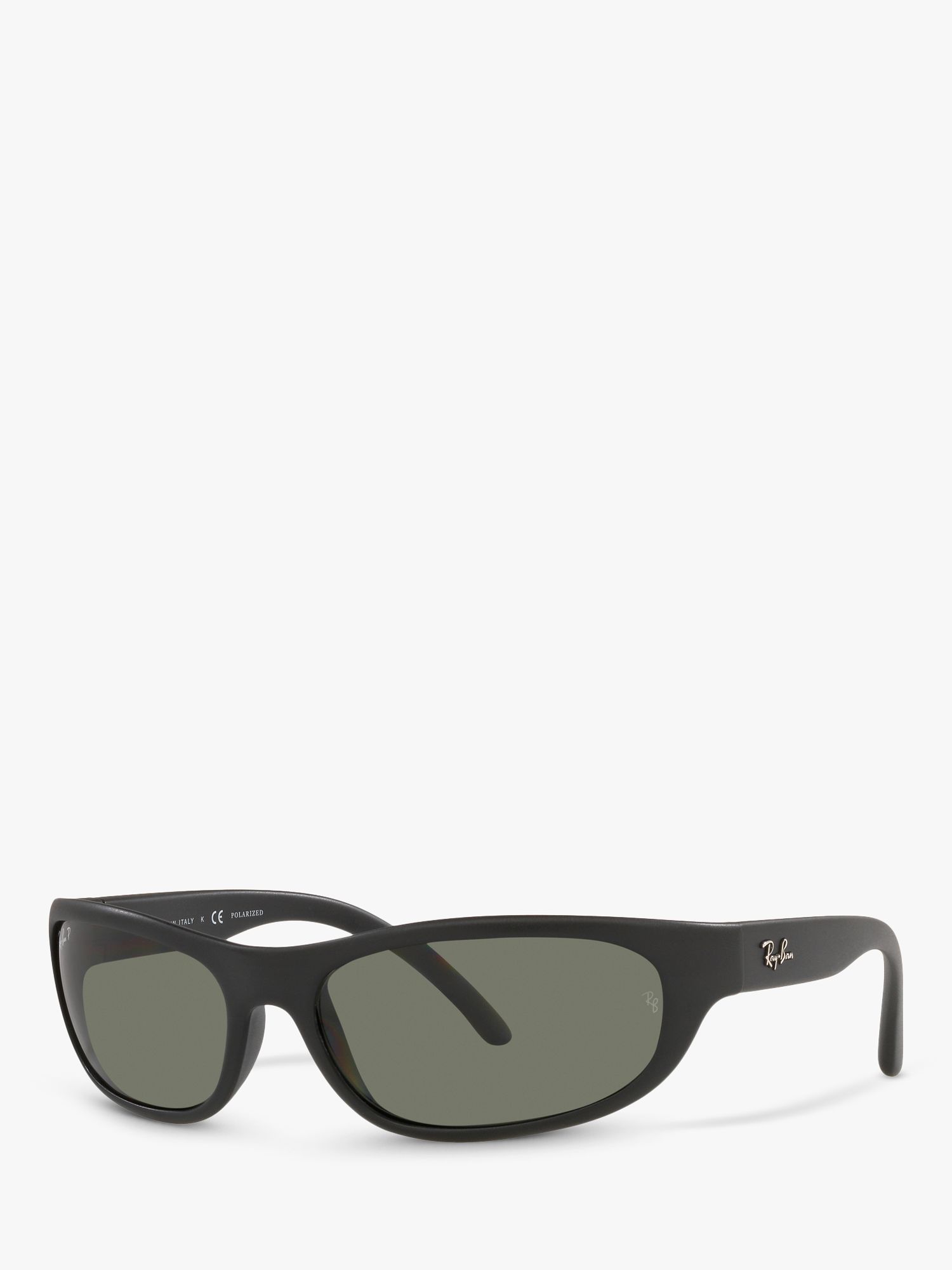 Ray-Ban RB4033 Men's Polarised Rectangular Sunglasses, Black/Green at John  Lewis & Partners