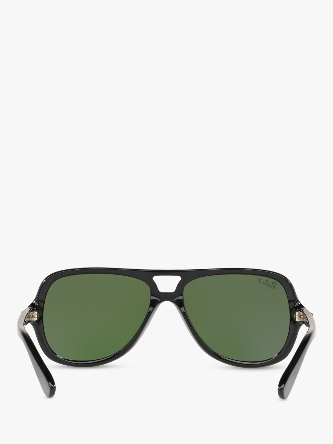 Buy Ray-Ban RB4162 Men's Polarised Aviator Sunglasses, Black/Green Online at johnlewis.com