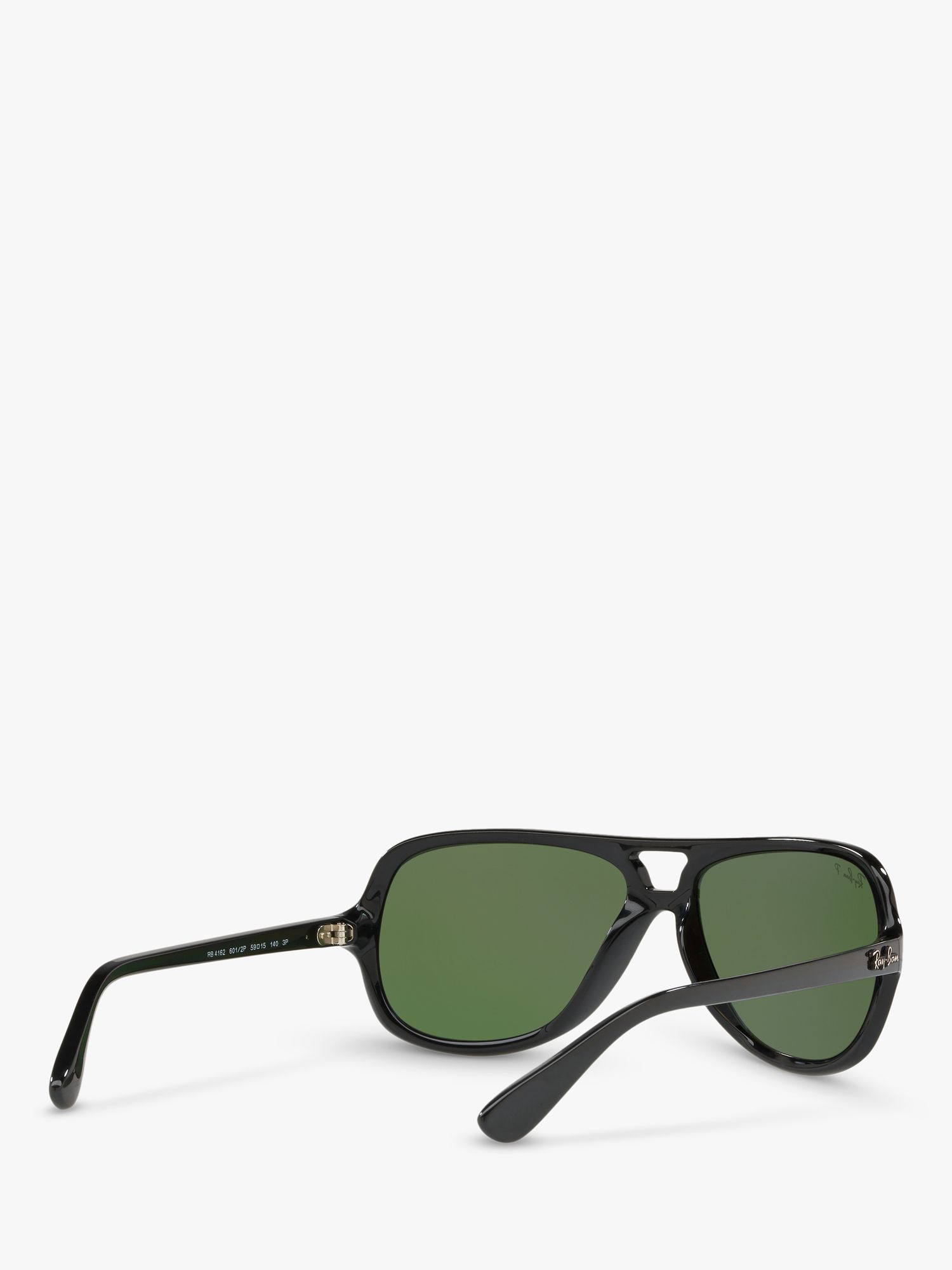 Buy Ray-Ban RB4162 Men's Polarised Aviator Sunglasses, Black/Green Online at johnlewis.com