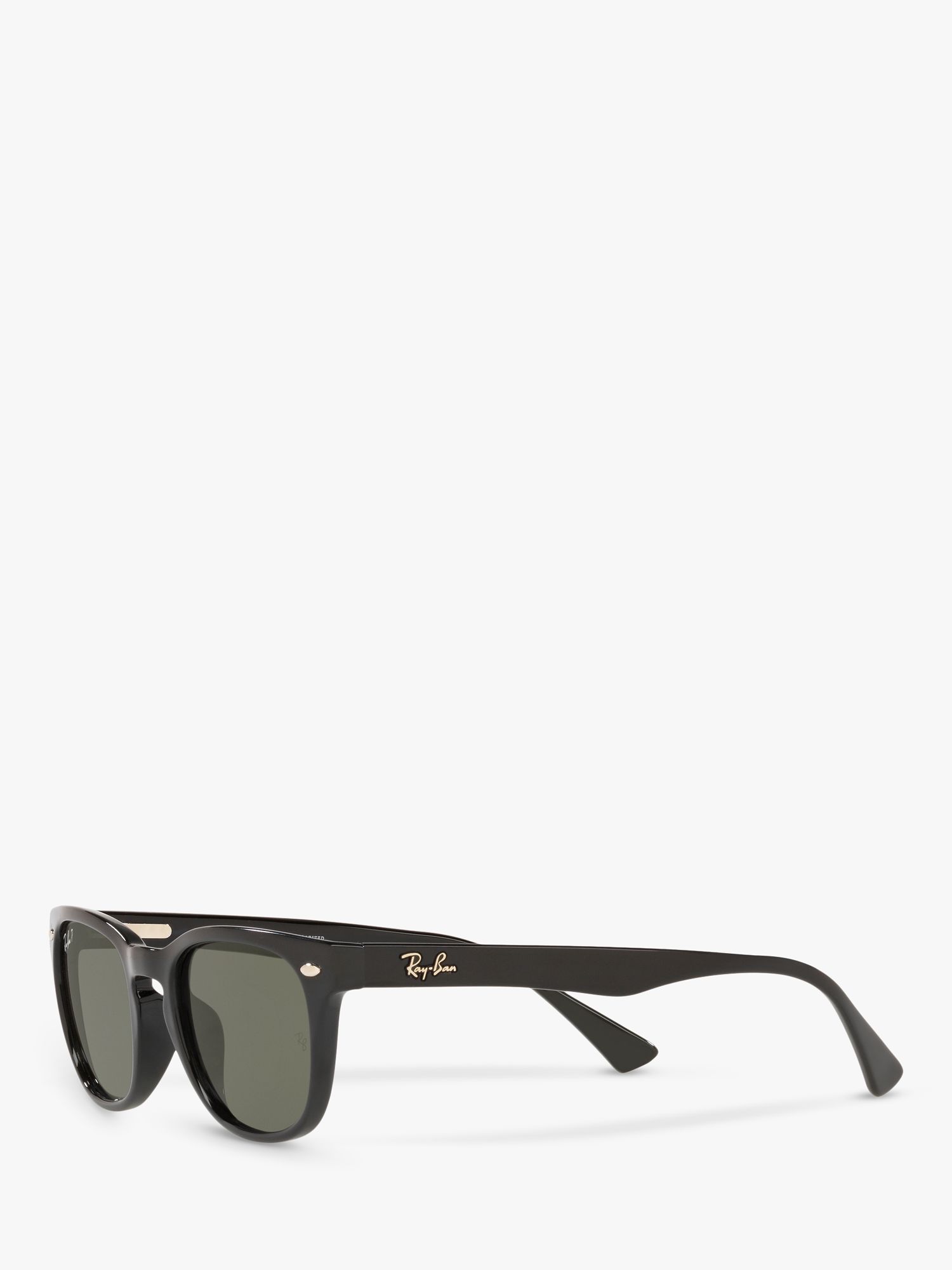 Ray-Ban RB4140 Women's Polarised Square Sunglasses, Black/Green