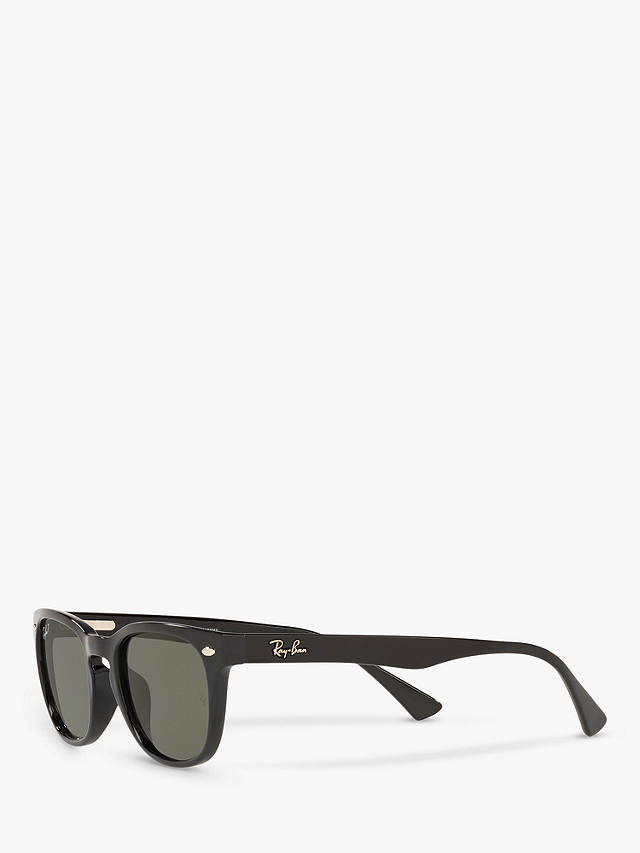 Ray-Ban RB4140 Women's Polarised Square Sunglasses, Black/Green