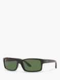 Ray-Ban RB4151 Men's Rectangular Sunglasses, Black/Green