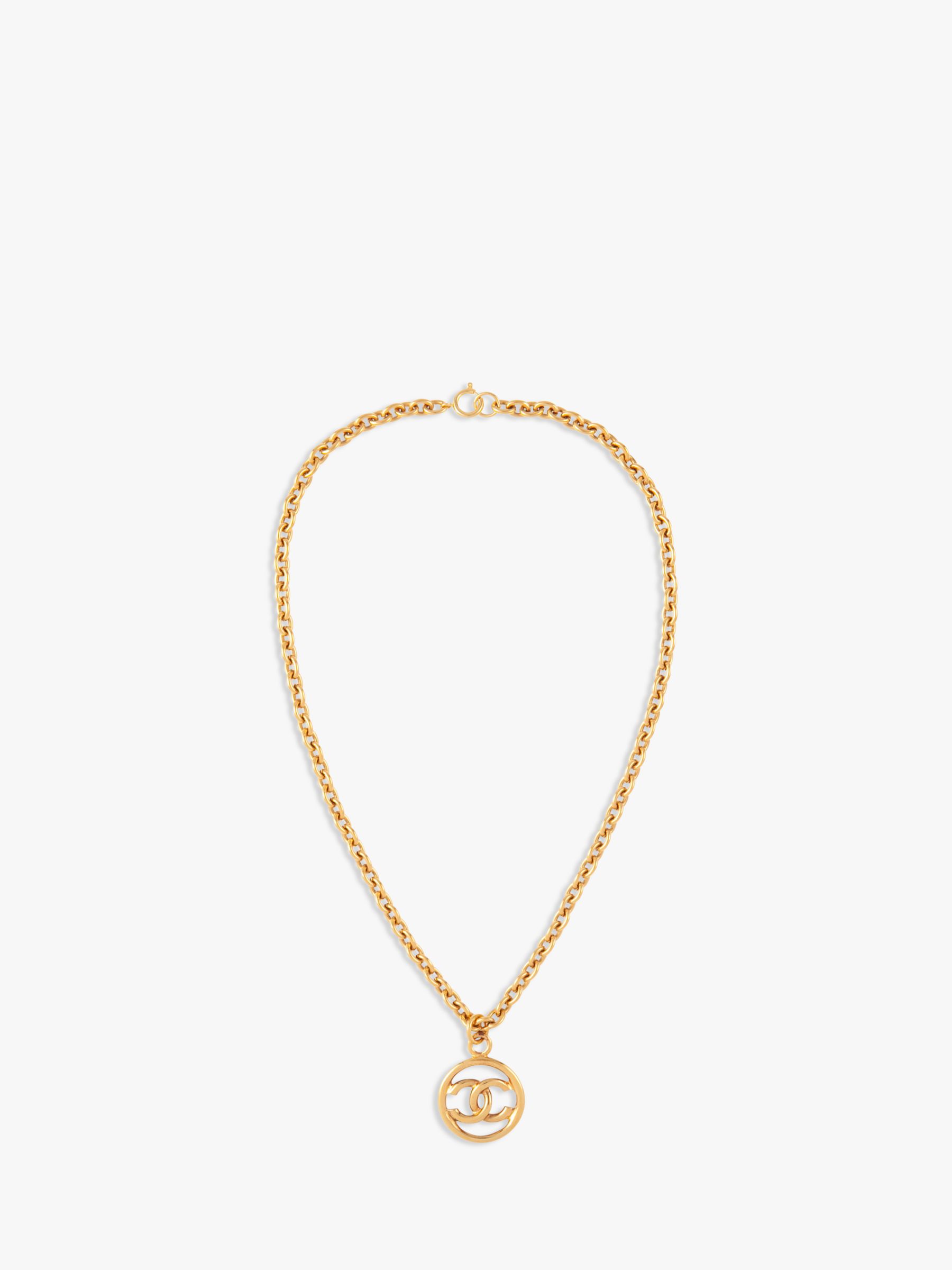 Susan Caplan Vintage Chanel Gold Plated CC Logo Pendant Necklace, Dated 1999