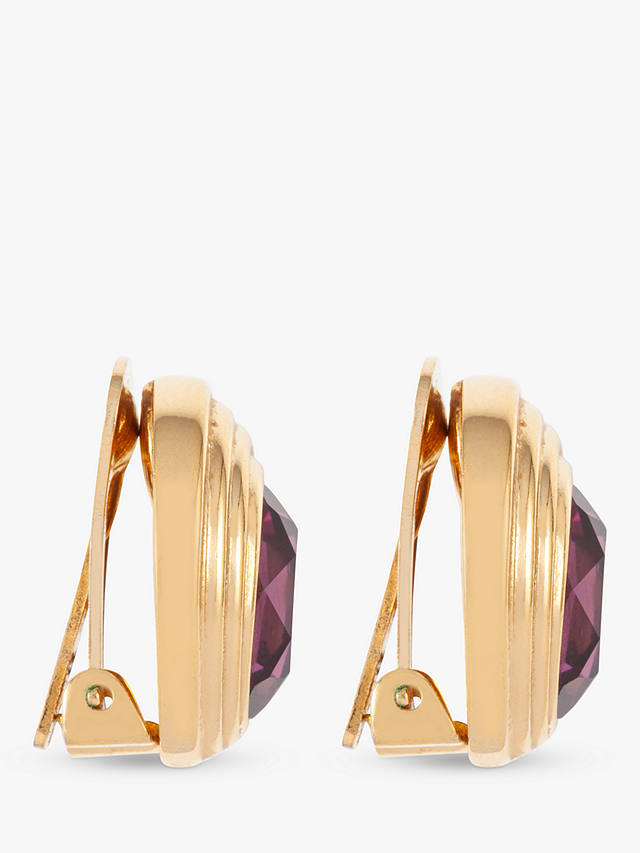 Susan Caplan Vintage Dior Gold Plated Swarovski Crystal Clip-On Earrings, Dated Circa 1980s