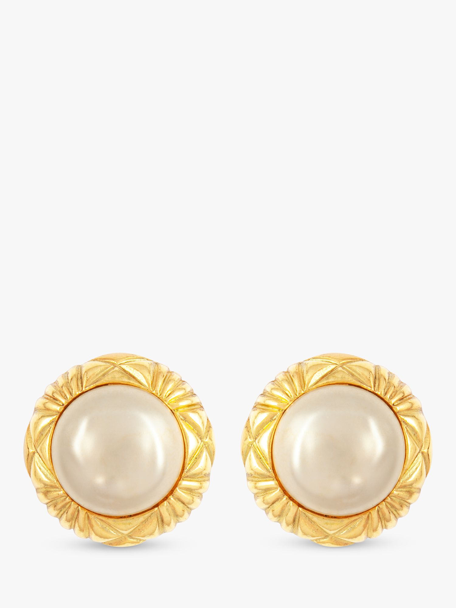 Susan Caplan Vintage Chanel Gold Plated Faux Pearl Clip-On Earrings, Dated  Circa 1980s at John Lewis & Partners