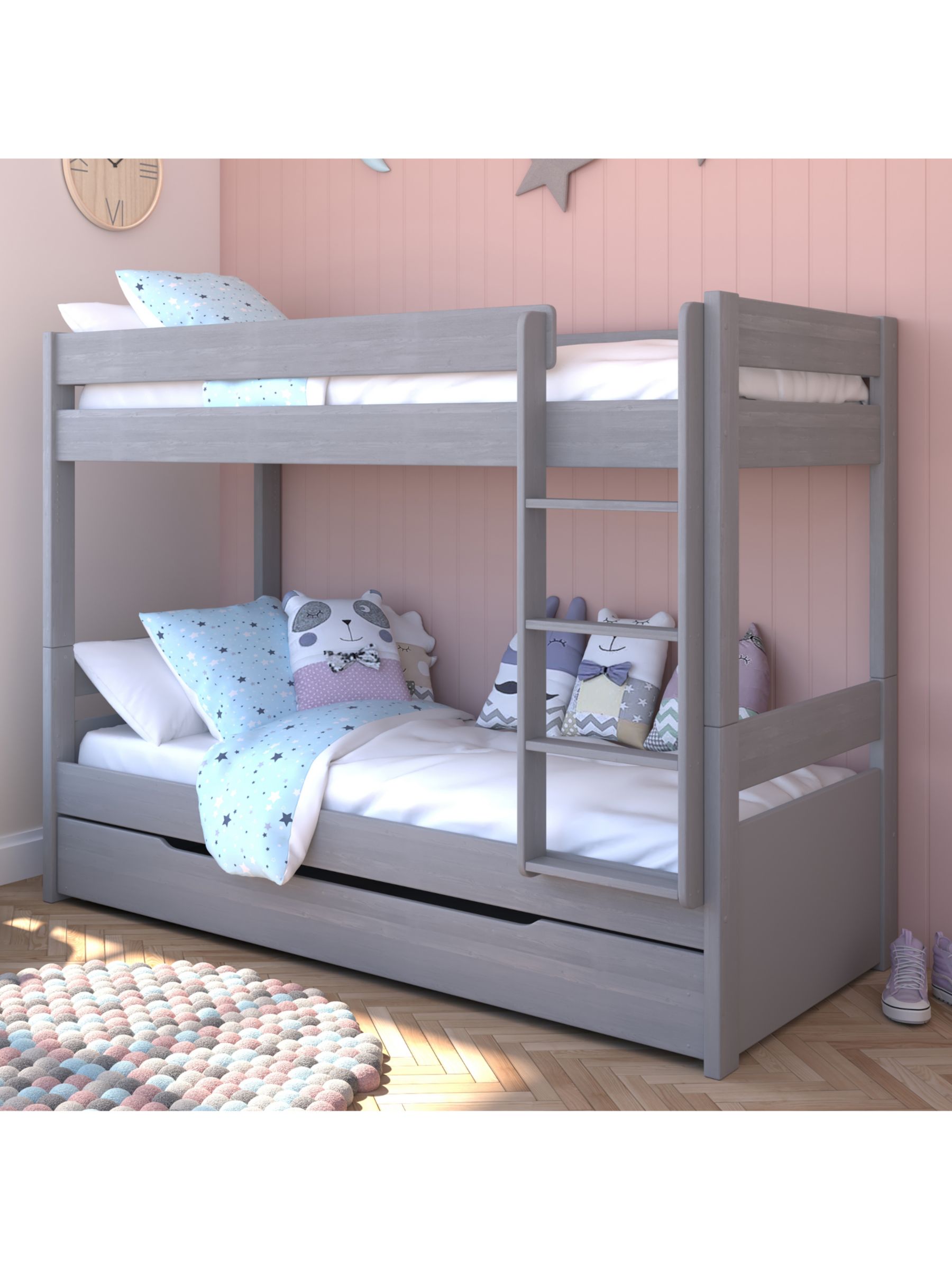 Photo of Stompa detachable bunk bed with trundle drawer extra long single grey