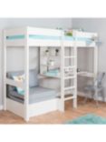 Stompa High Sleeper with Built in Desk and Chair Bed, Extra Long Single, White