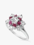 Milton & Humble Jewellery Second Hand 18ct White Gold Ruby & Diamond Cluster Ring, Dated Circa 1970s