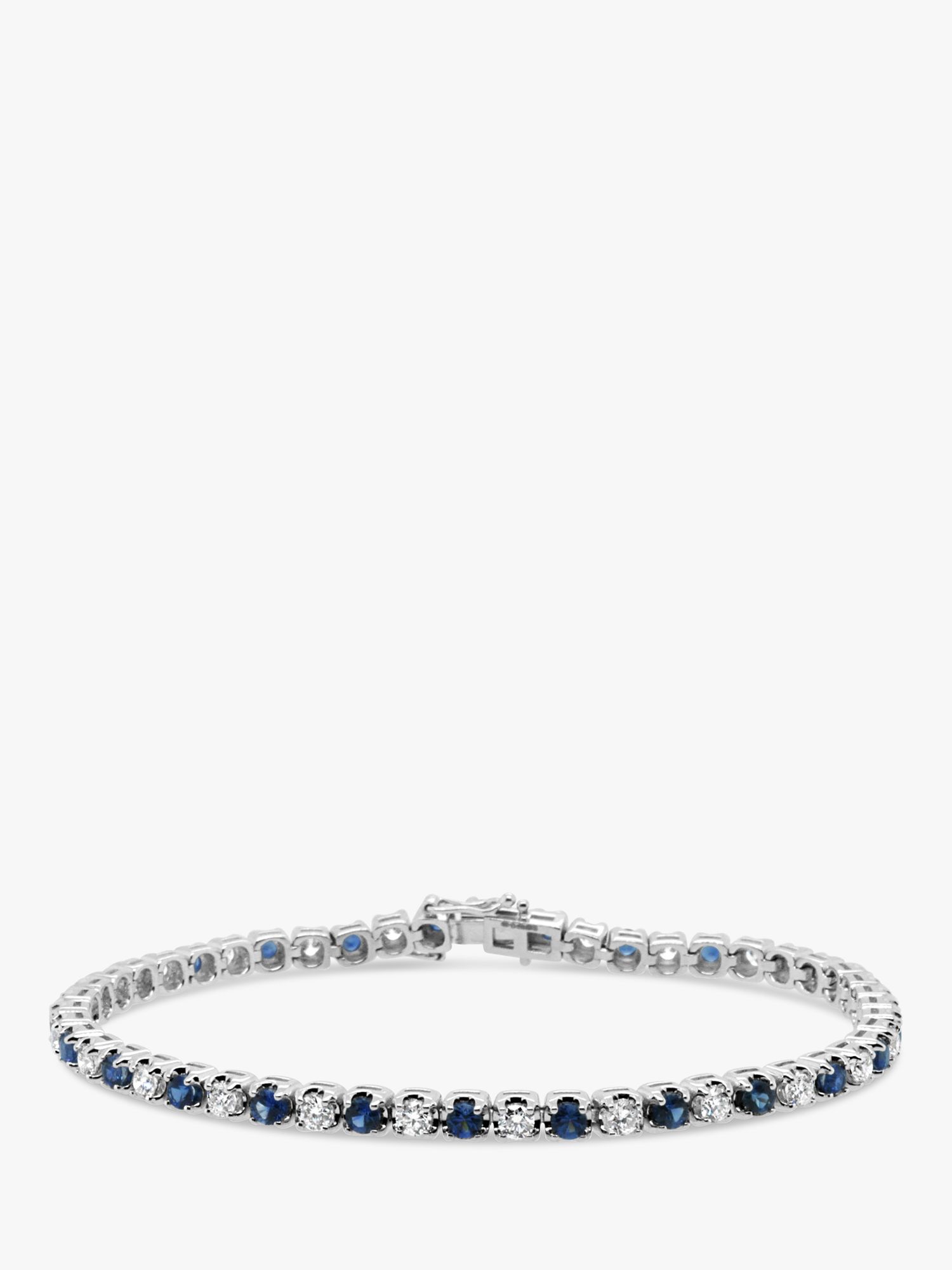 Milton & Humble Jewellery Second Hand 950 Platinum Diamond & Sapphire Tennis Bracelet, Dated 2018