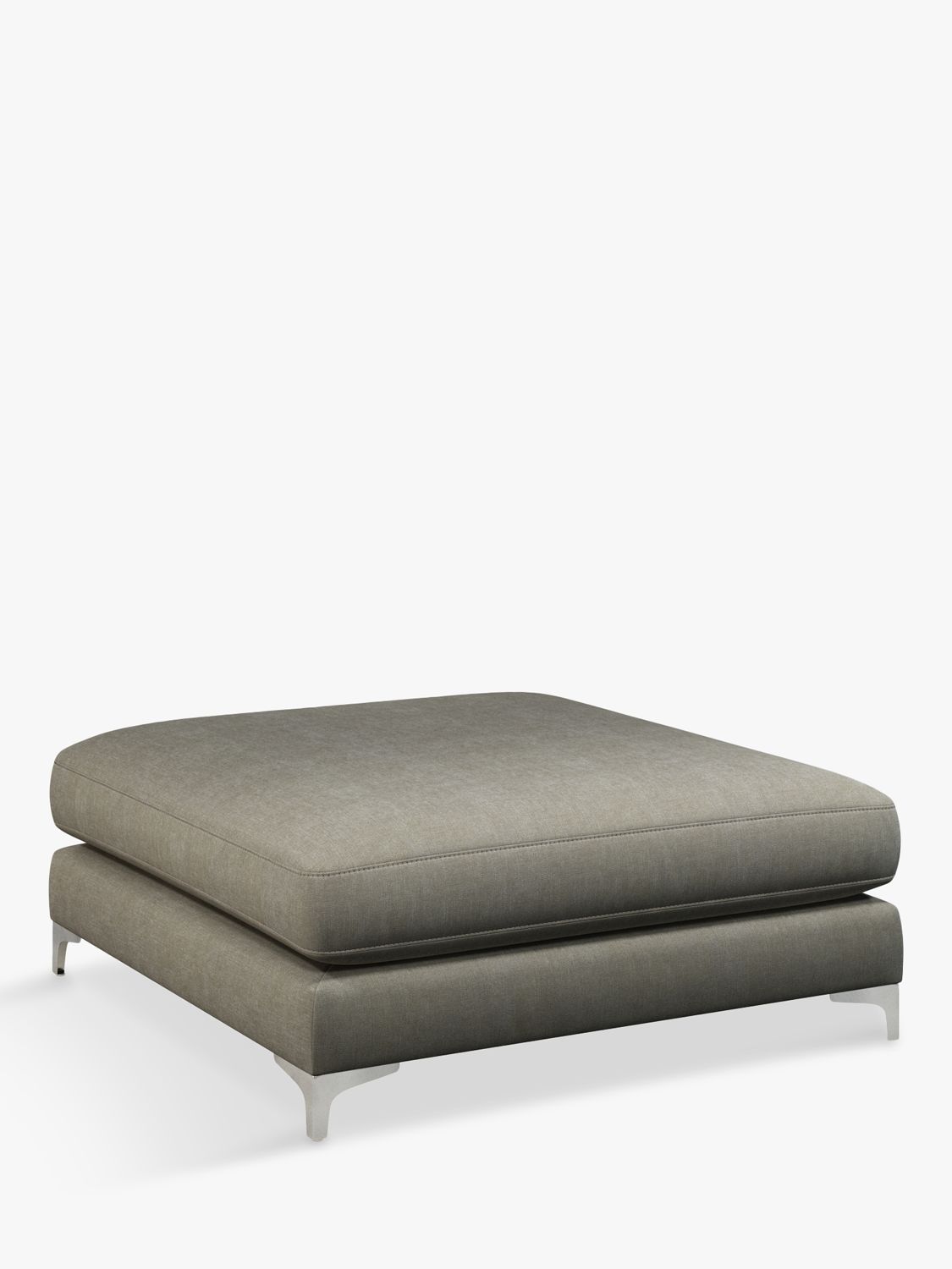 Retreat Range, John Lewis Retreat Footstool, Metal Leg, Soft Touch Chenille Grey