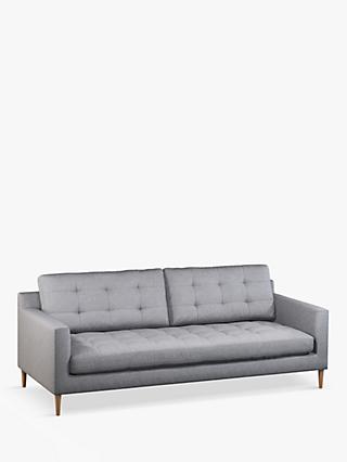 John Lewis Draper Large 3 Seater Sofa, Light Leg, Brushed Tweed Grey