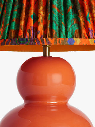 John Lewis + Matthew Williamson Curved Ceramic Lamp Base and Peacock Tapered Lampshade, Terracotta/Red