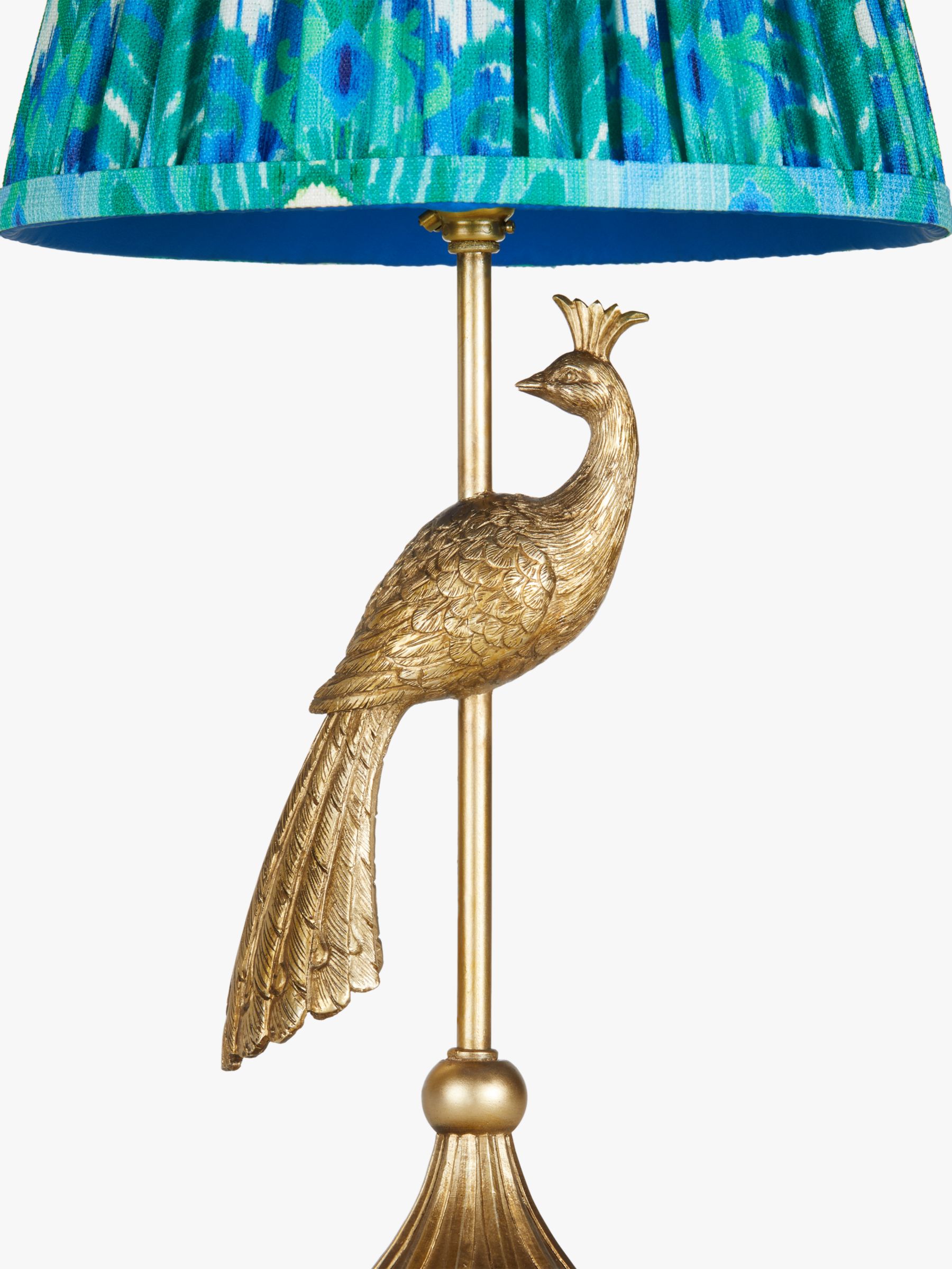 John Lewis + Matthew Williamson Peacock Lamp Base and Peacock Tapered Lampshade, Gold/Blue