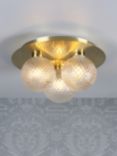 Laura Ashley Prague Textured Globe Bathroom Ceiling Light, Clear/Brass