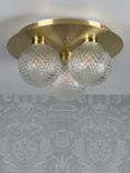 Laura Ashley Prague Textured Globe Bathroom Ceiling Light, Clear/Brass