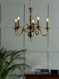 Laura Ashley Winchester 5 Arm Ceiling Light, Antique Brass