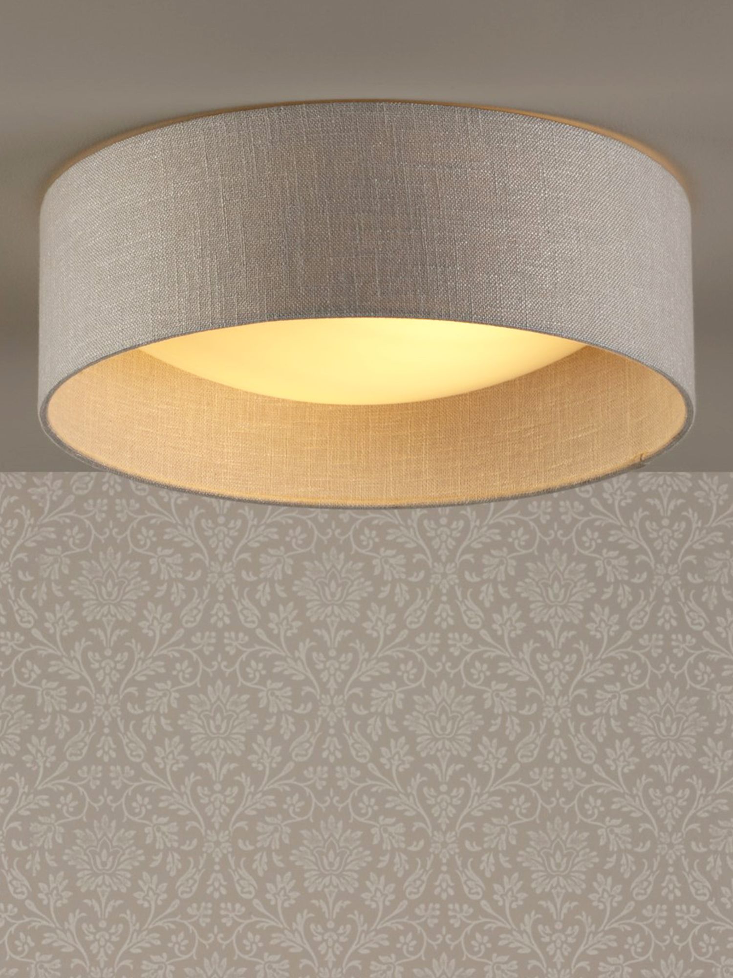 Photo of Laura ashley bacall linen concave flush ceiling light woven silver