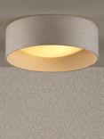 Laura Ashley Bacall Linen Concave Flush Ceiling Light, Woven Silver