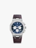 Rotary GS05450/05 Men's Regent Chronograph Date Leather Strap Watch, Silver/Blue