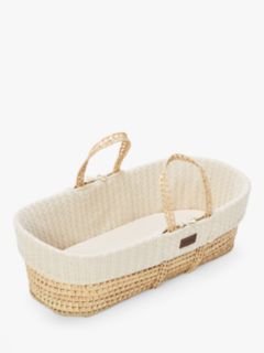 The Little Green Sheep Organic Knitted Moses Basket & Mattress, Linen