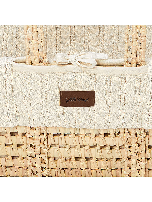 The Little Green Sheep Organic Knitted Moses Basket & Mattress, Linen