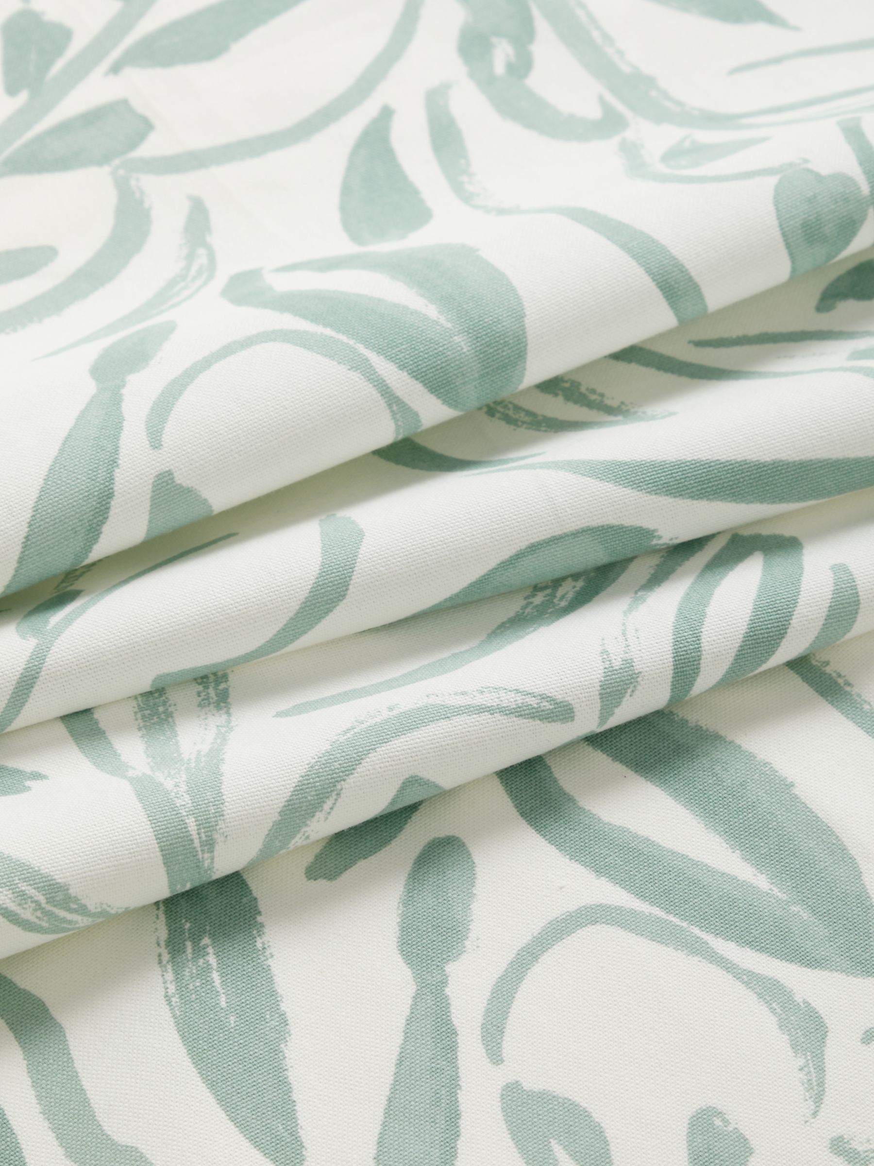 John Lewis Painted Leaves Furnishing Fabric, Dusty Green