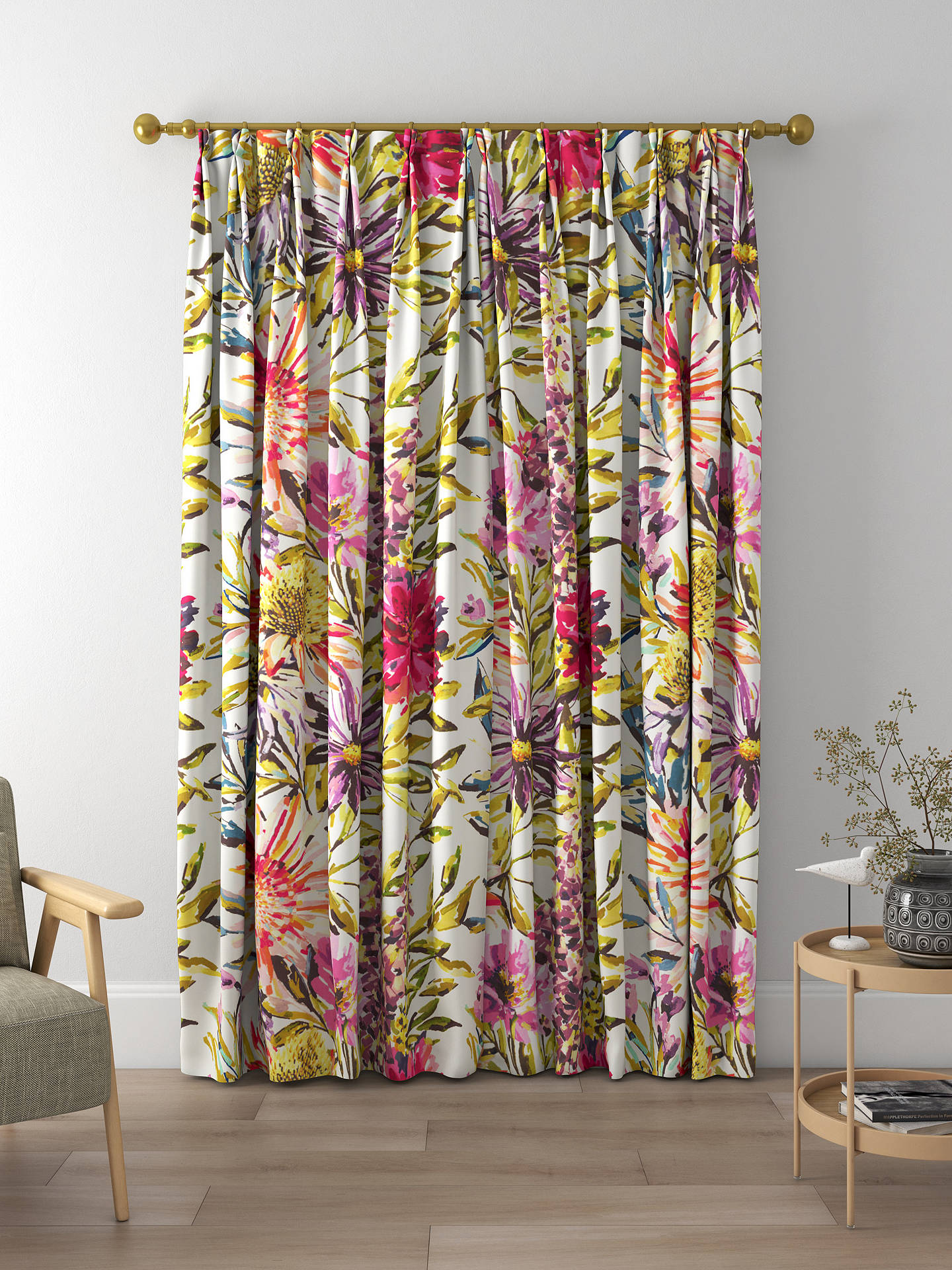 Harlequin Floreale Made to Measure Curtains, Fuchsia/Heather/Lime