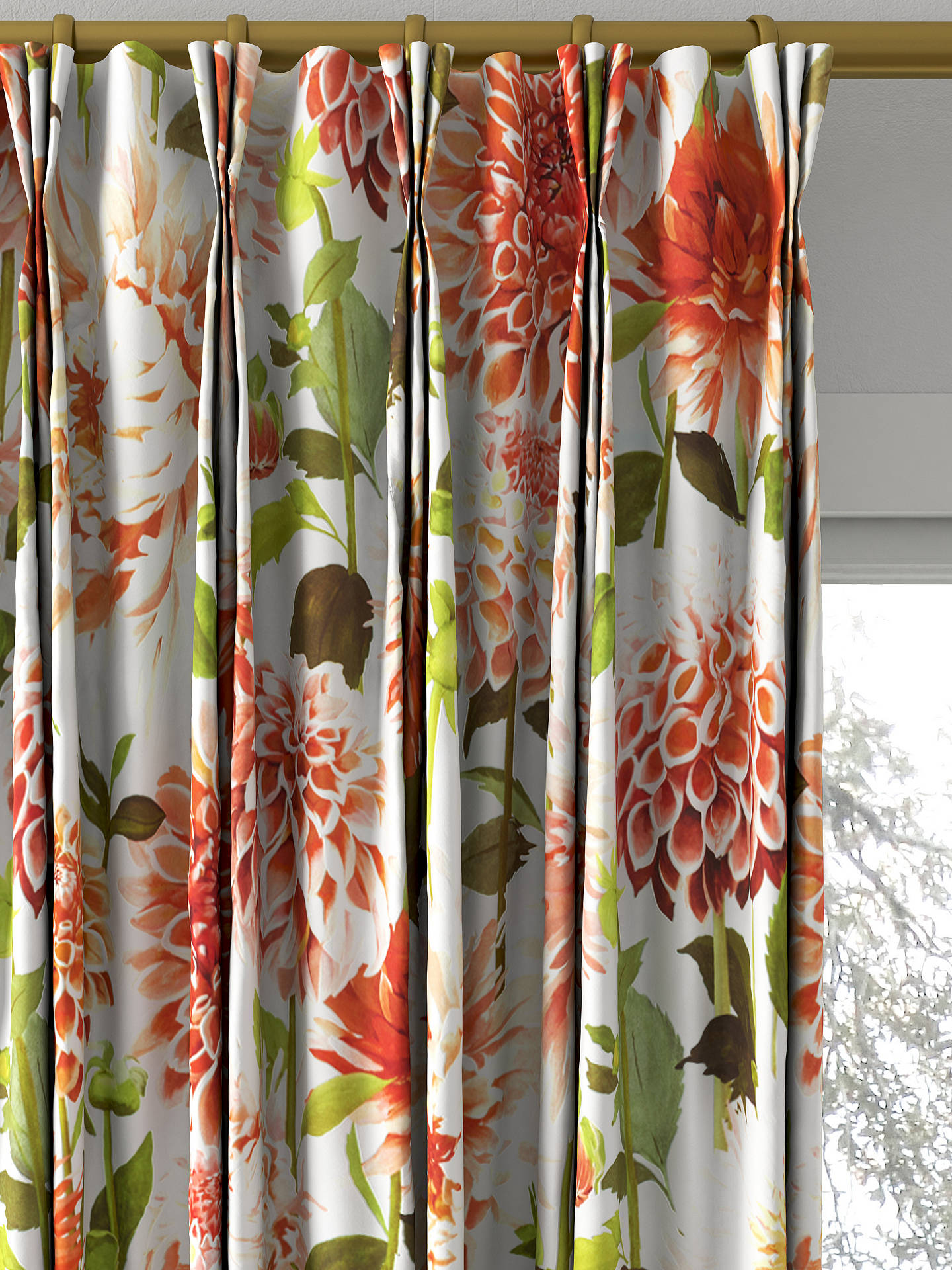 Harlequin Dahlia Made to Measure Curtains, Coral/Fig Leaf/Sky