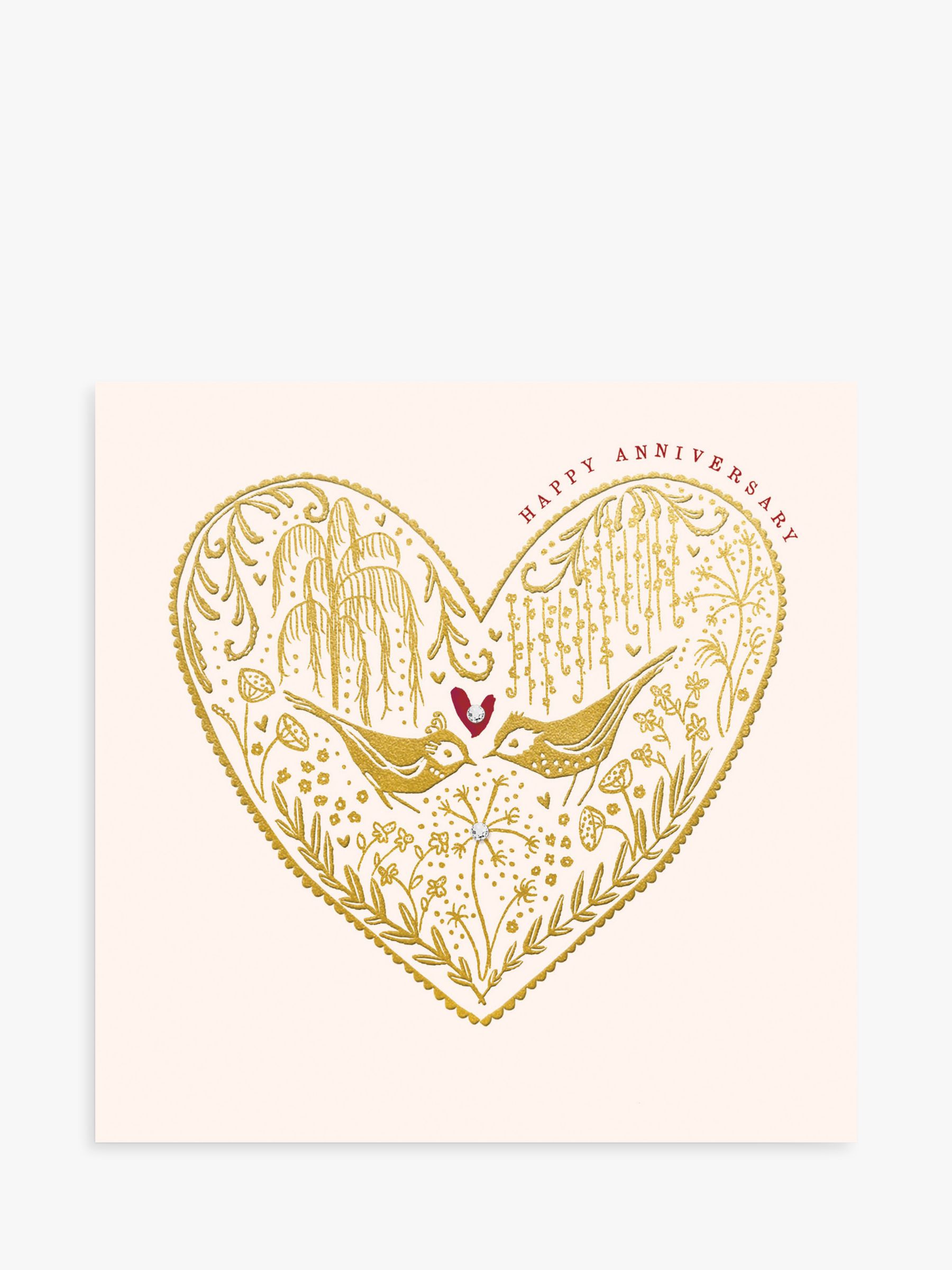 The Proper Mail Company Heart Love Birds Anniversary Card