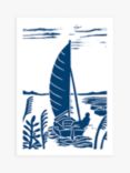 Art File Sail Boat Illustration Blank Greeting Card