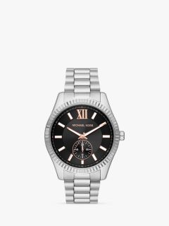 Michael Kors Men's Lexington Bracelet Strap Watch, Silver/Black MK8946