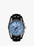 Fossil CH2564 Men's Chronograph Date Leather Strap Watch, Black/Blue