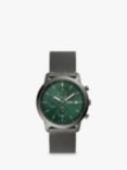 Fossil FS5908 Men's Neutra Chronograph Date Mesh Bracelet Strap Watch, Smoke/Green