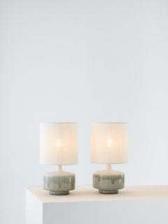 John Lewis Delaney Ceramic Duo Table Lamp, Light Green