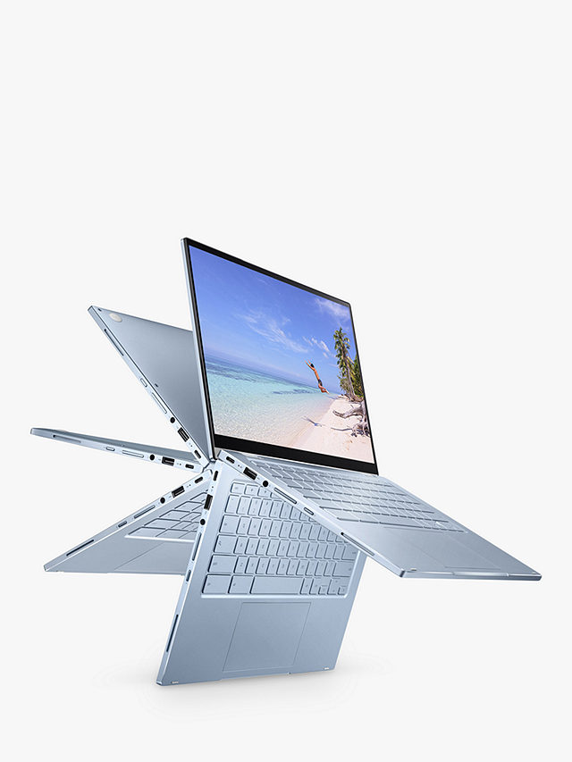 ASUS c433 Chromebook Flip Laptop, Intel Core M3 Processor, 4GB RAM, 128GB eMMC, 14" Full HD Touch Screen, Silver Blue