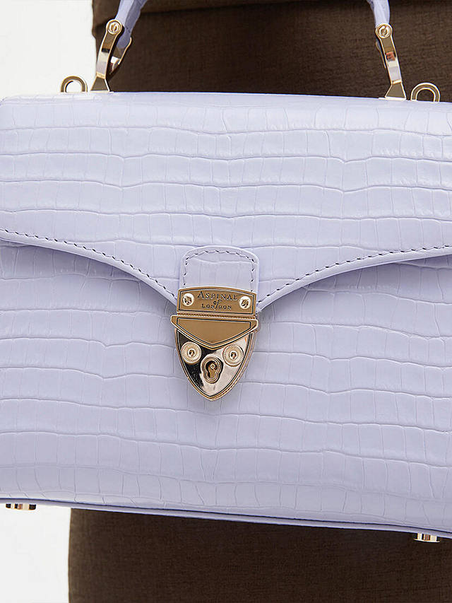 Aspinal of London Mayfair Croc Leather Midi Grab Bag, Lavender