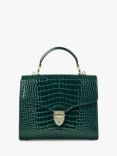 Aspinal of London Mayfair Croc Effect Leather Cross Body Bag, Evergreen