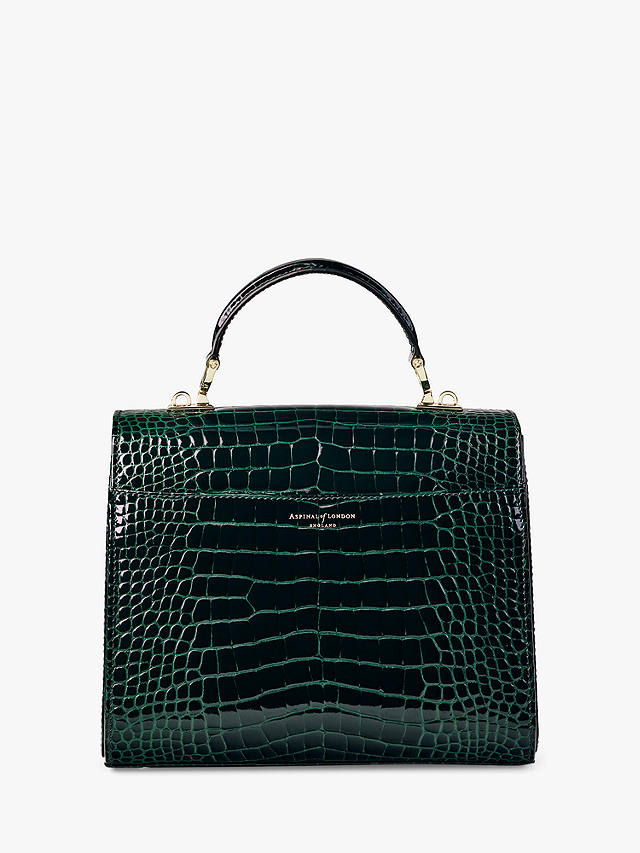 Aspinal of London Mayfair Croc Leather Cross Body Bag, Evergreen