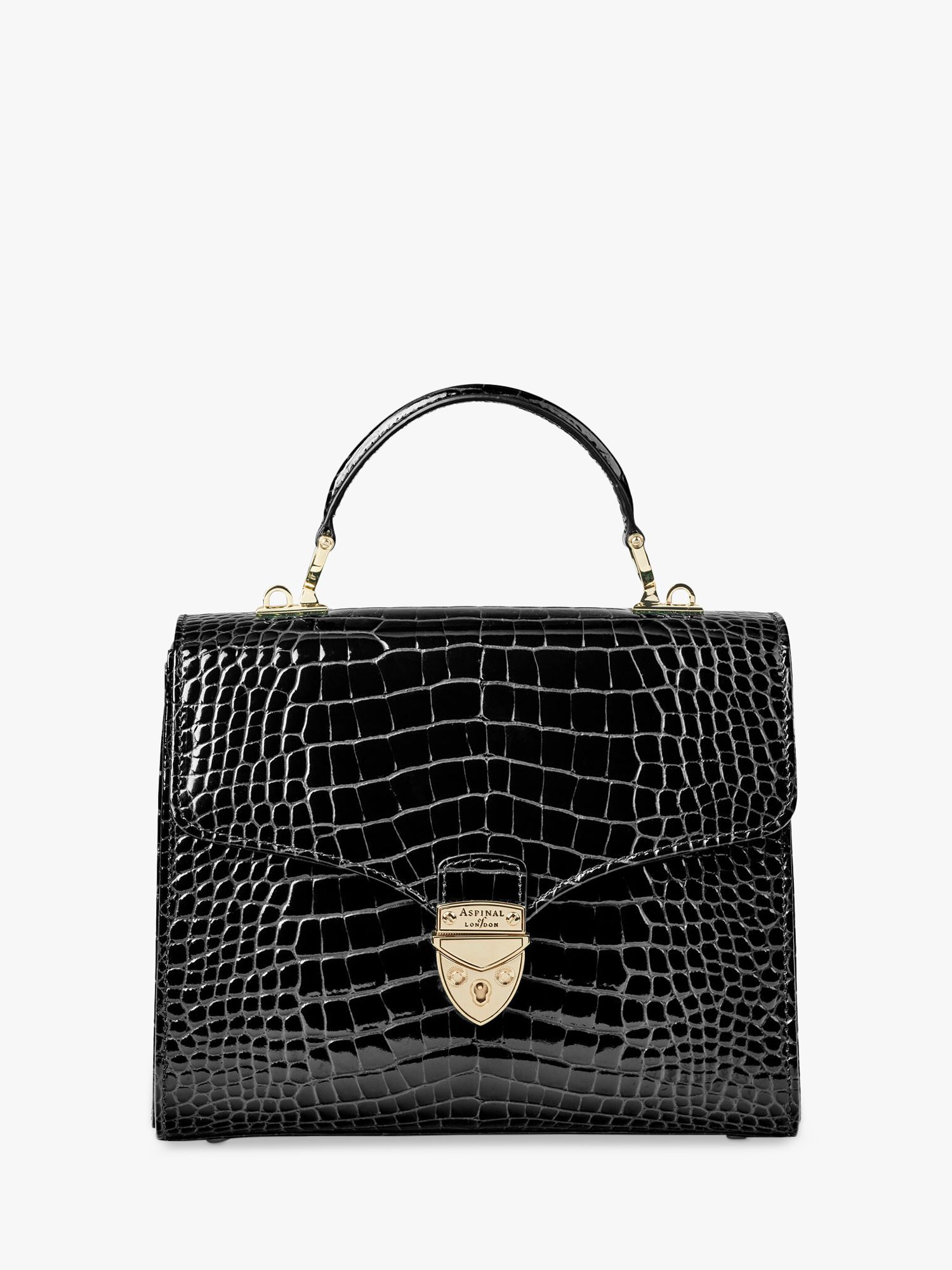 Aspinal of London Mayfair Croc Leather Cross Body Bag, Black