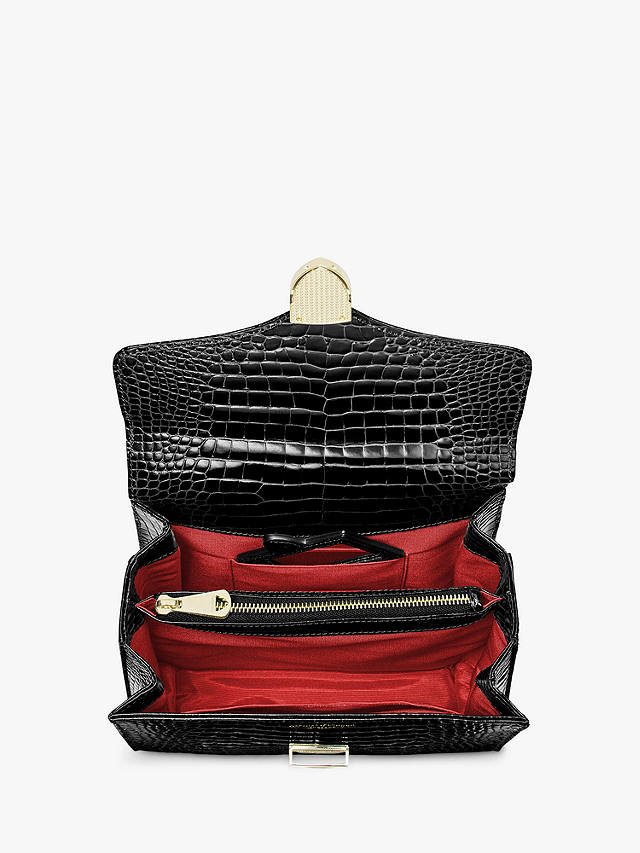Aspinal of London Mayfair Croc Leather Cross Body Bag, Black