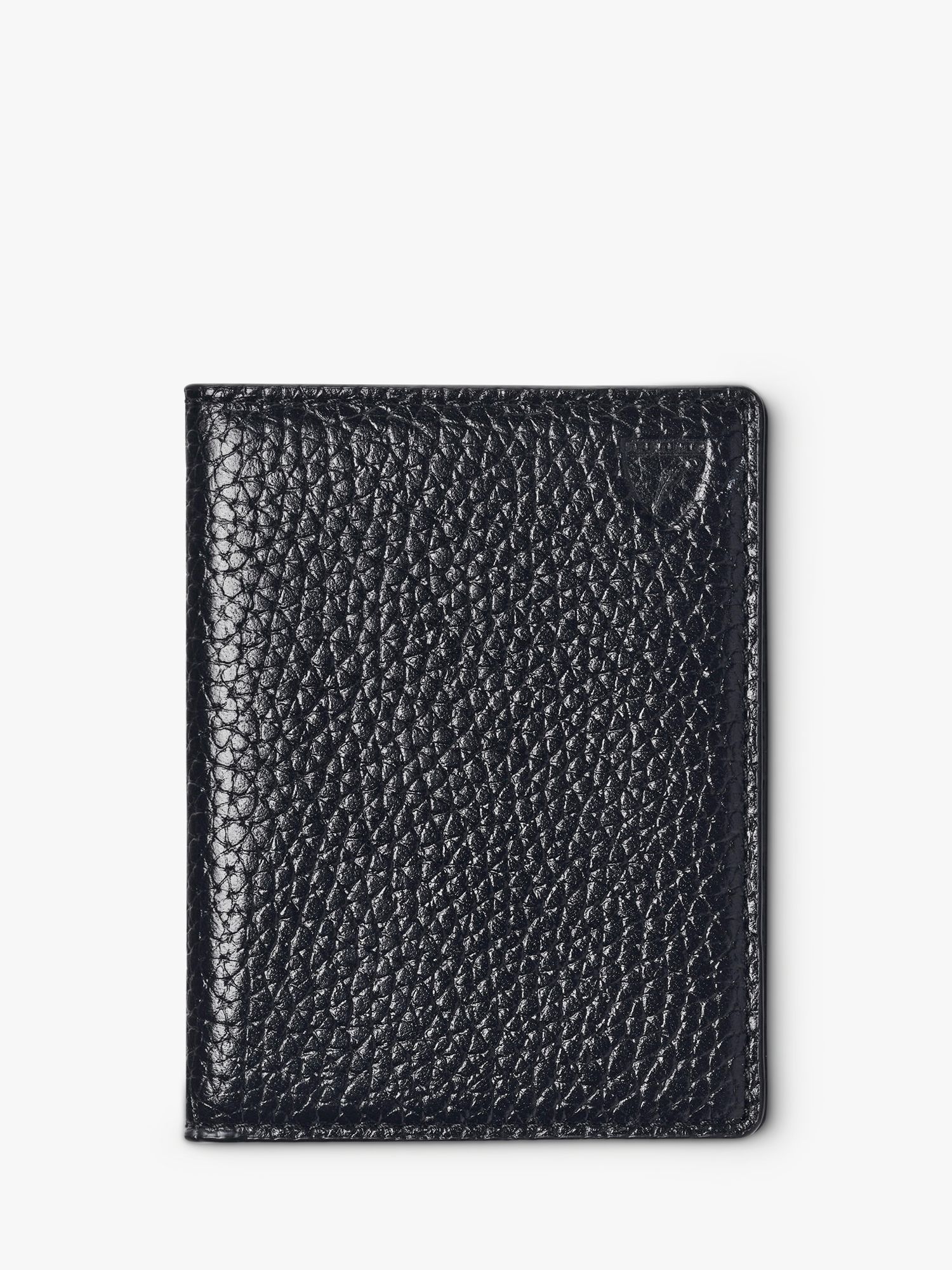 Aspinal of London Double Fold Pebble Leather ID & Travel Card Holder, Black