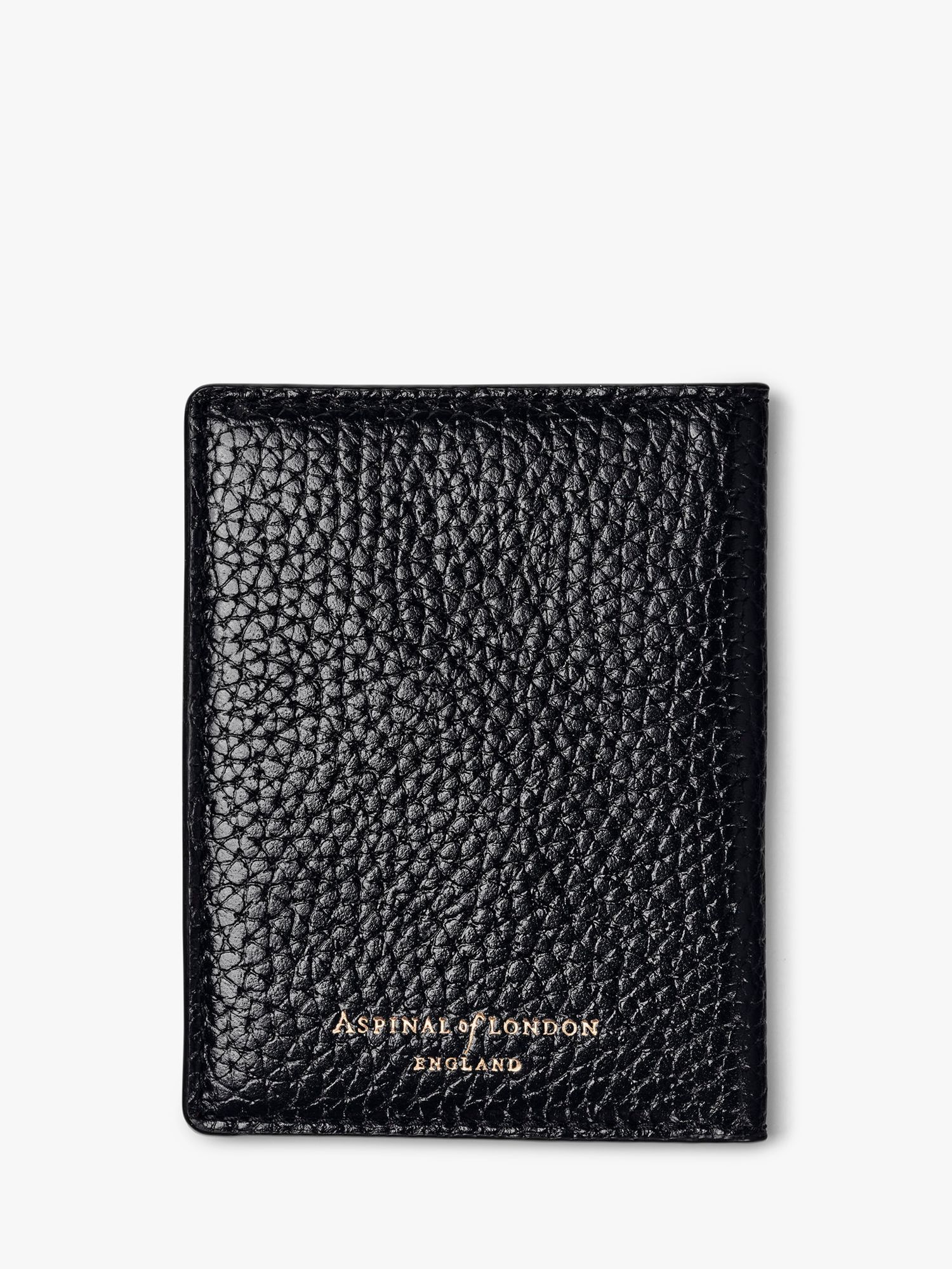 Aspinal of London Double Fold Pebble Leather ID & Travel Card Holder, Black