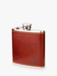 Aspinal of London Classic Smooth Leather Stainless Steel Hip Flask, Cognac