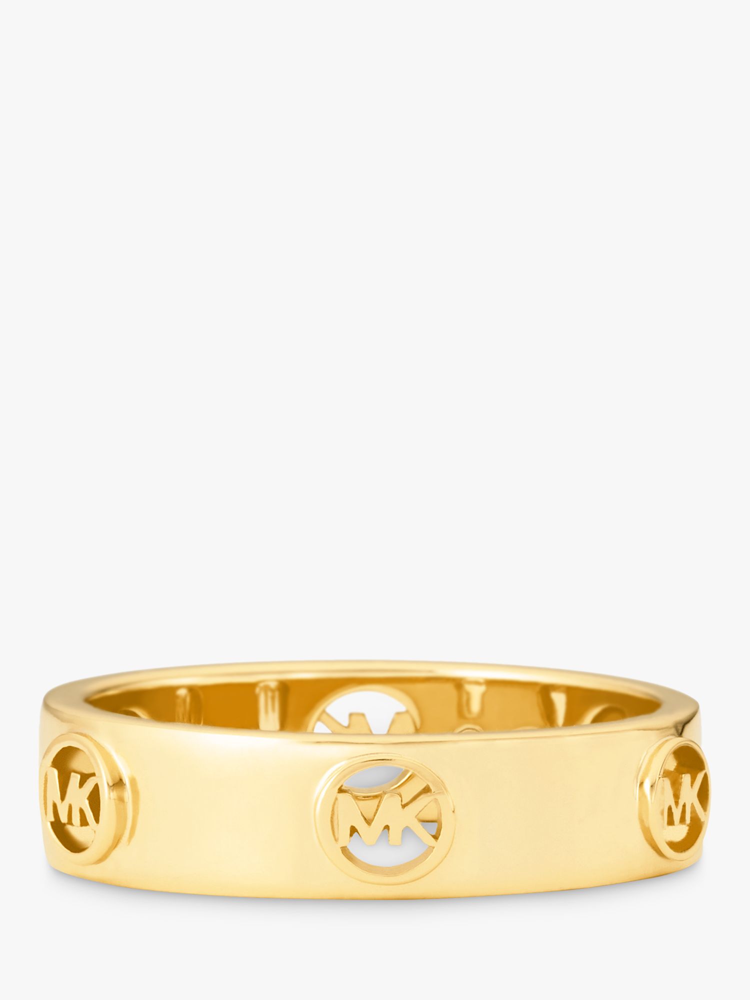 Michael Kors 14ct Gold Plated MK Logo Band Ring at John Lewis & Partners