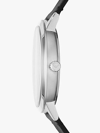 Emporio Armani Men's Date Leather Strap Watch, Black/Grey AR11277 