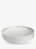 Monsoon by Denby Filigree Silver Fine China Pasta Bowl, Set of 4, 24cm, White/Silver