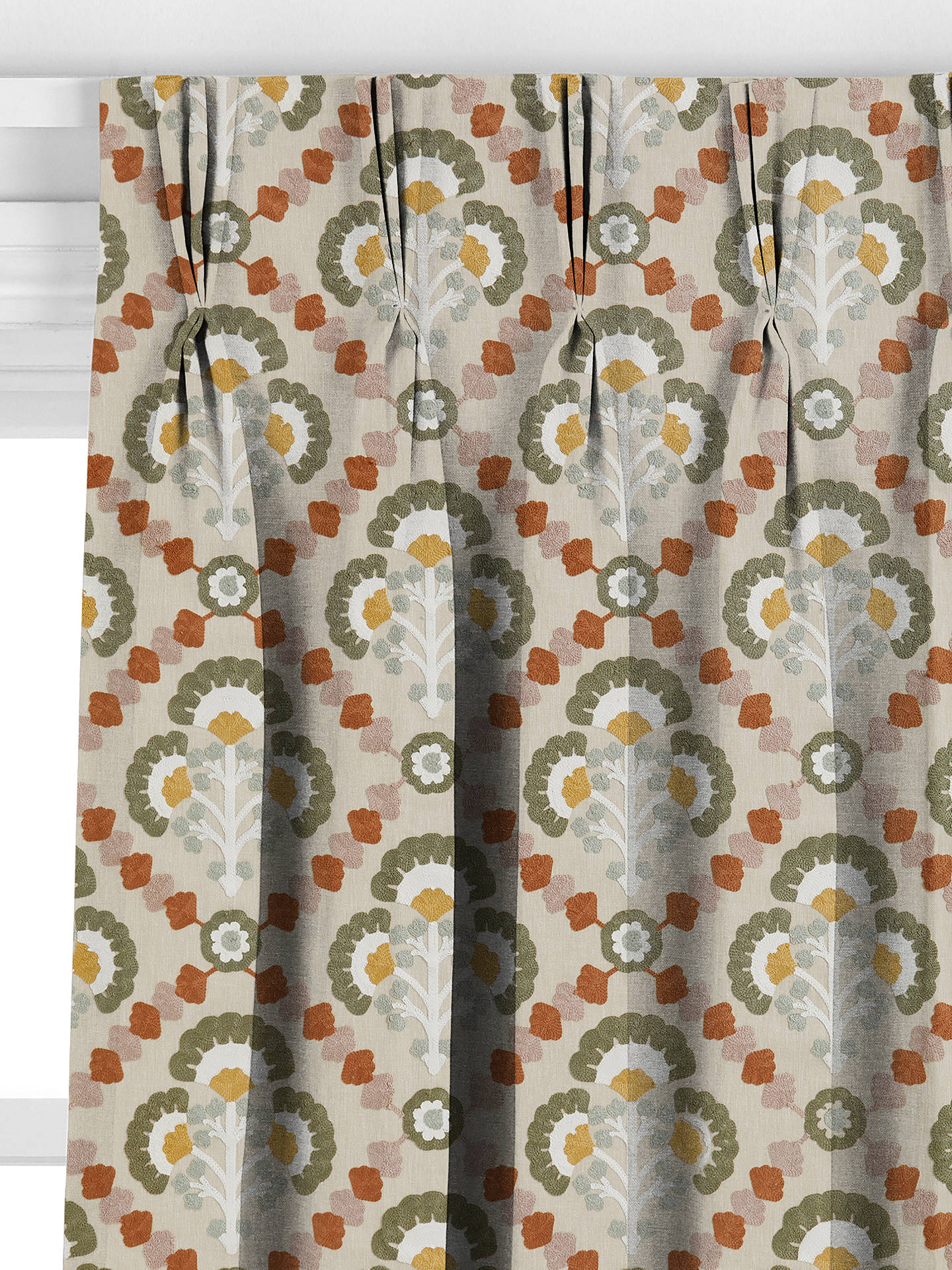 John Lewis Floral Trellis Made to Measure Curtains, Putty