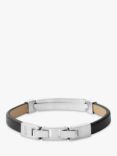 Skagen Men's Torben Leather & Steel Bracelet, Silver/Black